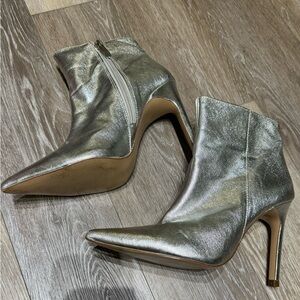 Zara Silver Ankle Boots Size 37 (US 6.5)